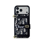 Leather Phone Case with Card Wallet and Strap For iPhone 12-17