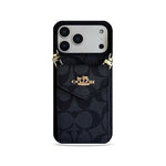 Luxury Logo Accordion Card Holder Leather Crossbody for iPhone 12-17