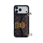 Luxury Louis Vuitton Phone Case with Card Holder and Strap 13-18 Pro & Pro Max