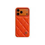Elegant Leather CC iPhone Case Orange For iPhone 13-17 Series