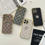 High Quality Gucci Electroplated Frame Ophidia GG Leather Apple iPhone Case