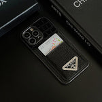 Prada Luxury Leather Rhinestone iPhone Case