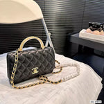 Luxe Quilted Flap Bag with Clear Resin Handle