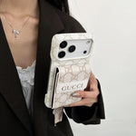 Stylish GG iPhone Case with Card Holder for iPhone 12-17