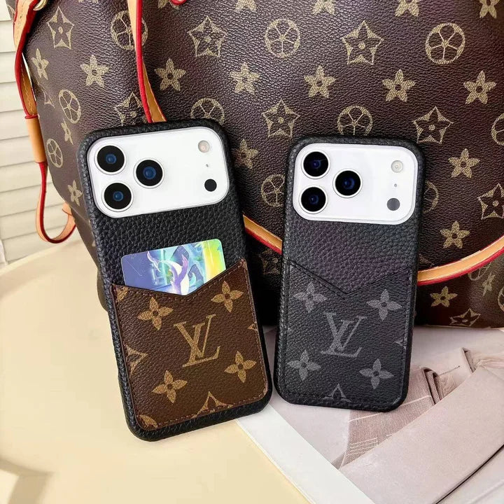 Louis Vuitton Monogram Leather Phone Case With Card Slot Case for iPhone 17-12