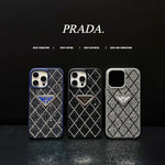 Prada Phone Case with Sparkling Rhinestones For iPhone 17/ 16 / 15 / 14