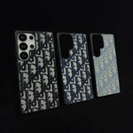Dior-Inspired Oblique Jacquard Case for Samsung Galaxy S21-S26 Series