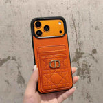 Luxury Quilted Leather Card Holder Case for iPhone 12-17