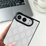 Luxury GG Classic Leather Monogram Case for iPhone Duo
