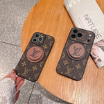 Luxury Monogram Leather Magsafe Phone Case Stand Function for iPhone 12-17 Series