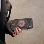 Luxury Monogram Leather Magsafe Phone Case Stand Function for iPhone 13-18 Pro & Pro Max
