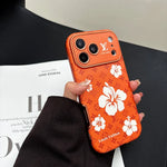 Orange Louis Vuitton Case Decorated with Beautiful Floral Patterns for iPhone 12-17 Series