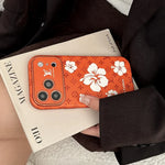 Orange Louis Vuitton Case Decorated with Beautiful Floral Patterns for iPhone 12-17 Series