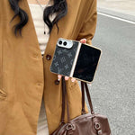Premium Monogram Leather Folding Case with Gold Trim for iPhone Duo