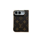 Premium Monogram Leather Folding Case with Gold Trim for iPhone Duo