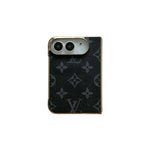 Premium Monogram Leather Folding Case with Gold Trim for iPhone Duo