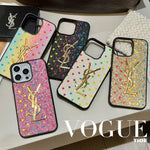 YSL Electroplated Monogram Label Shiny Apple iPhone Case theroxymob