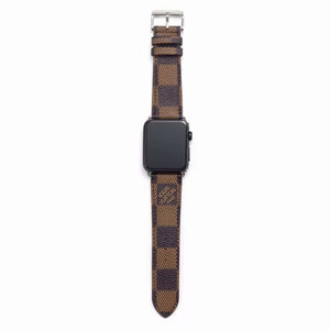 Bracelet de montre Apple Watch classique en cuir et toile à damier avec monogramme LV