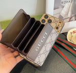 Classic Gucci monogram phone case with card slot & crossbody lanyard
