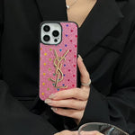 YSL Electroplated Monogram Label Shiny Apple iPhone Case theroxymob
