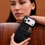 Dior Cannage Quilted Leather Charm Case for iPhone 12-18 Pro & Pro Max