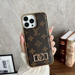 LV MONOGRAM CANVAS LEATHER PREMIUM ELECTROPLATING FOR IPHONE