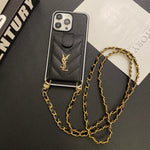 YSL Crossbody Long Rope Leather Card Holder Apple iPhone Case