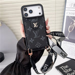 Lv Leather Card Holder Case Crossbody for iPhone 12-18 Pro & Pro Max