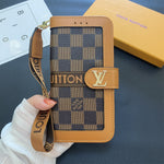 Premium Genuine Leather LV Monogram Canvas Wallet Card Holder Case Samsung Galaxy