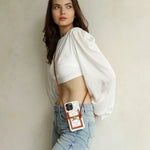 CLASSIC CELINE IPHONE CASE CROSSBODY WHITE PRINT