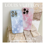 Luxury LV Monogram Frosted AG Glass Back Cover For iPhone 16 15 14