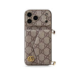 Premium GG iPhone Case With Wallet And Crossbody Strap For iPhone 17 Series