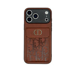 DR Oblique Flap Pocket Leather Case - Saddle Brown