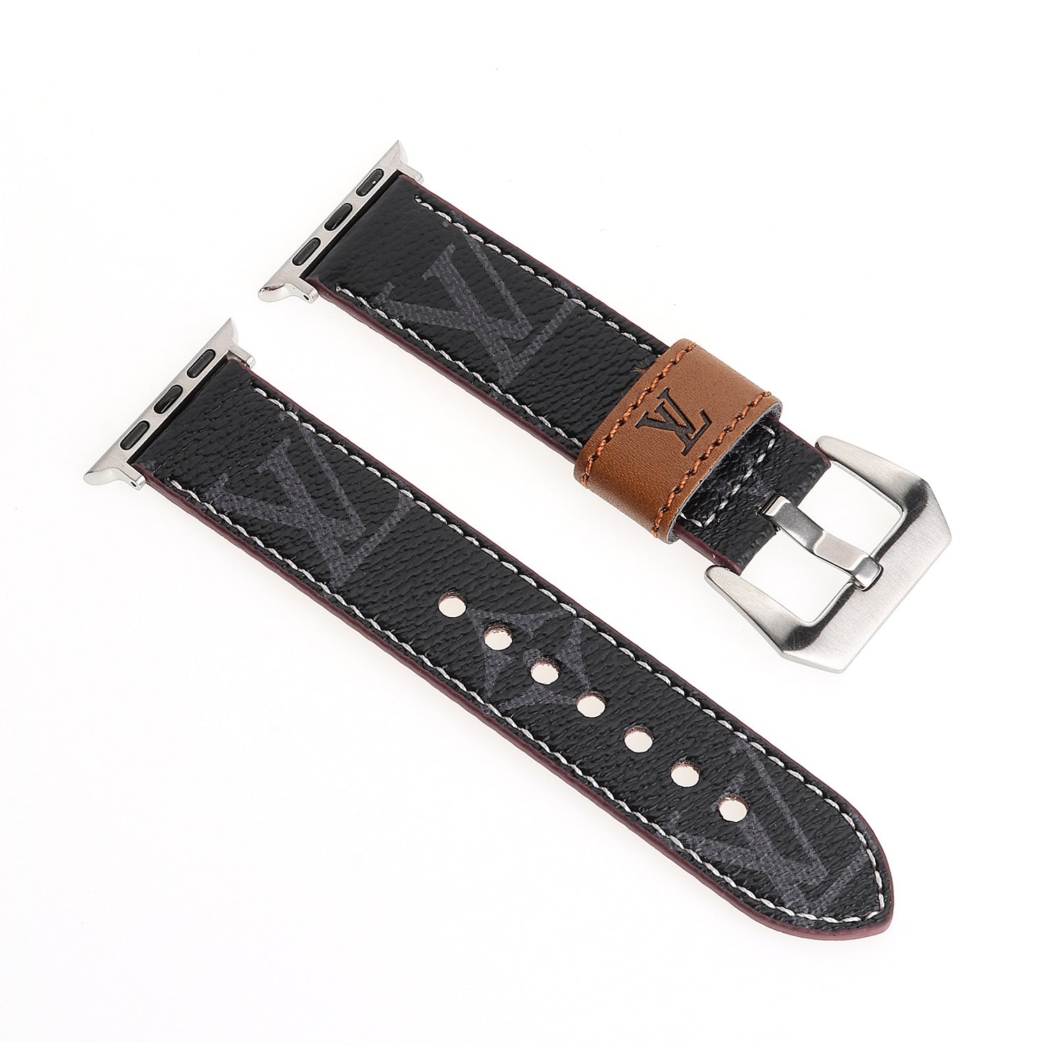 LV LEATHER MONOGRAM CANVAS APPLE WATCH STRAP