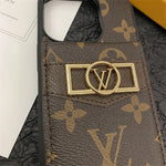 CLASSIC LV CIRCLE MONOGRAM CANVAS APPLE IPHONE DAUPHINE CARD HOLDER WALLET CASE