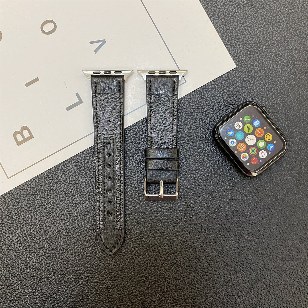 APPLE WATCH GENUINE LEATHER STRAP STITCHING MONOGRAM LEATHER