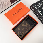 Luxury Brand Leather with Black Logo Phone Case for iPhone 13-17