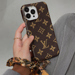 LUXURY CANVAS APPLE IPHONE CASE DETACHABLE SILK SCARF WRISTBAND Roxy New 2
