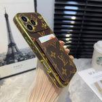 Luxury LV Phone Case with Card Holder For iPhone 12-18 Pro & Pro Max