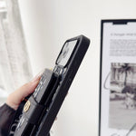 Dior Leather Phone Case With Card Wallet And Strap For iPhone 17 / 16 / 15 / 14