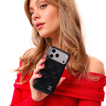 CHN Quilted Caviar Leather Case with Metal CC Emblem
