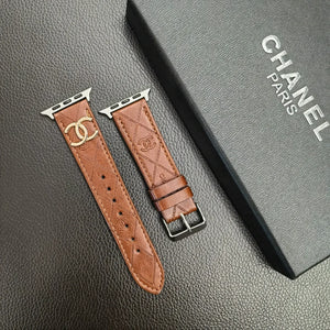 Chanel Gold Monogram 3D Embossed Leather Apple Watch Strap