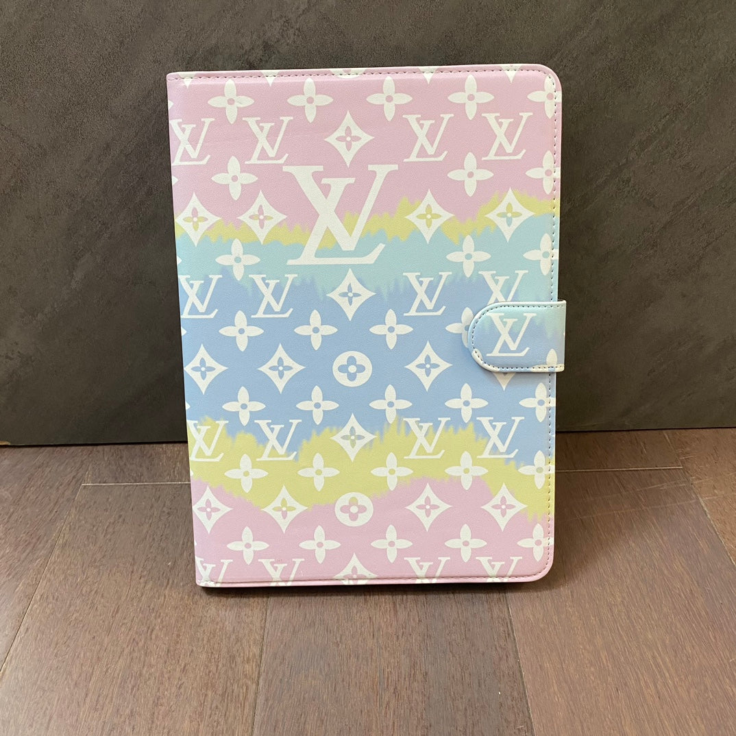 Luxury Louis Vuitton Canvas Monogram Leather Fresh Summer Theme Pattern Apple iPad case Black