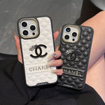 Embossed Chanel Diamond-Quilted Lambskin CC Logo Apple iPhone Case