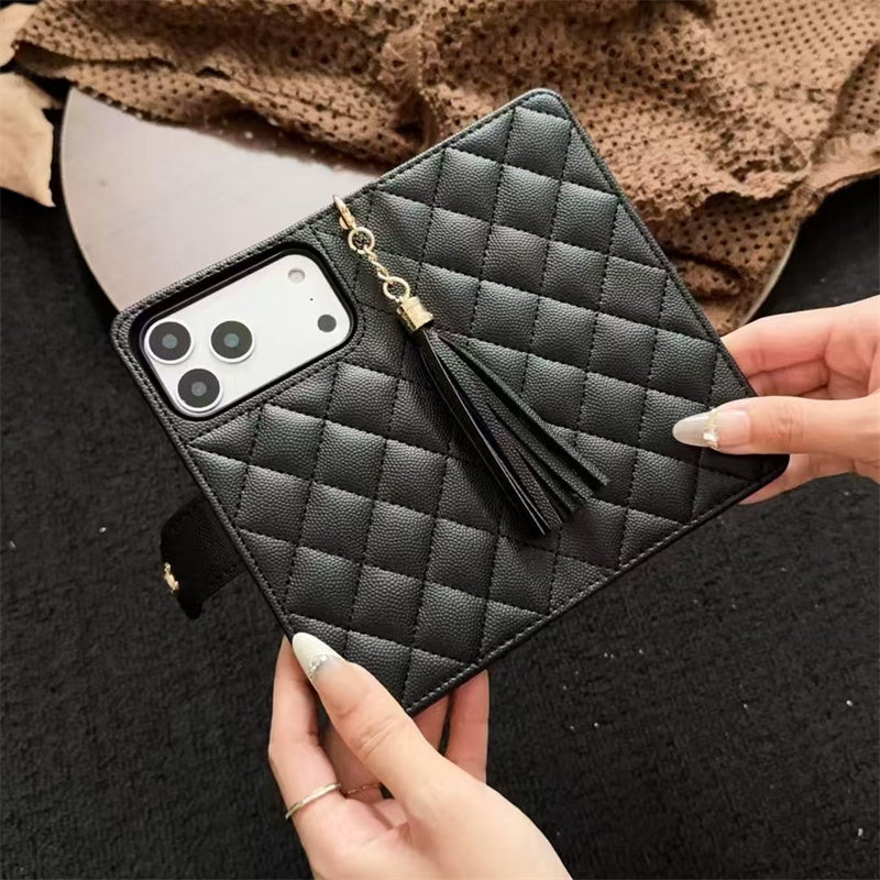 Premium Chanel Leather Wallet Leather Crossbody Bag Apple iPhone Case