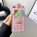 Luxury Tweed Designer iPhone Case | Classic Purse Style with Scarf Chain