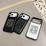 Luxury Loewe-Inspired Leather iPhone Case with Embossed Anagram Logo