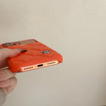 Elegant Leather CC iPhone Case Orange For iPhone 13-17 Series