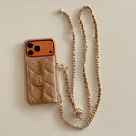 Premium Quilted Leather Crossbody Wallet Case for iPhone 12 - 17 Series