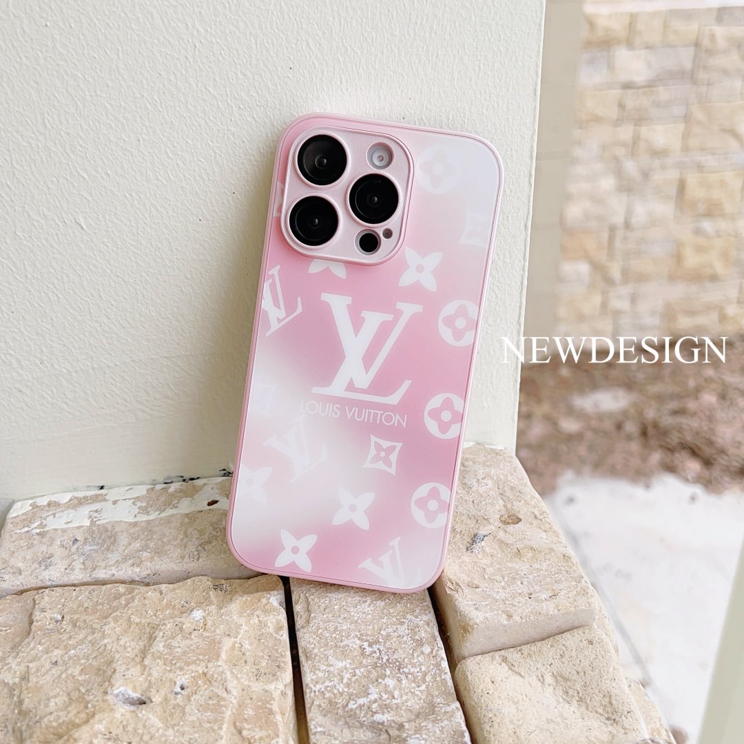 Luxury LV Monogram Frosted AG Glass Back Cover For iPhone 16 15 14